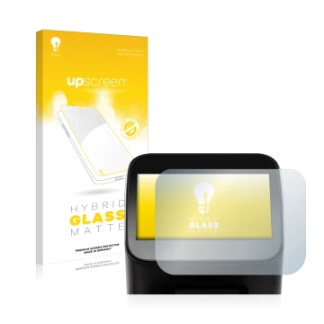 Parte frontal de un envase de producto con el logotipo de la marca upscreen. Al lado se muestra el dispositivo Shaper Origin G