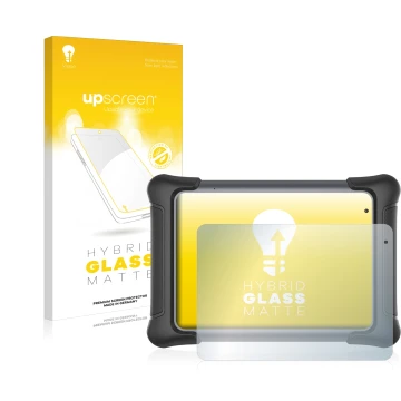 Parte frontal de un envase de producto con el logotipo de la marca upscreen. Al lado se muestra el dispositivo Autel MaxiSys E
