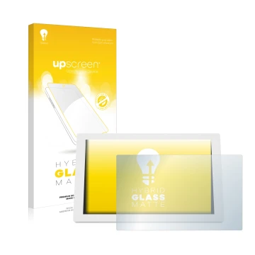 Parte frontal de un envase de producto con el logotipo de la marca upscreen. Al lado se muestra el dispositivo WetterOnline Ho