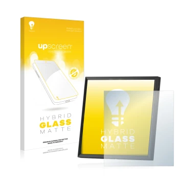 Parte frontal de un envase de producto con el logotipo de la marca upscreen. Al lado se muestra el dispositivo Divoom Pixoo-64