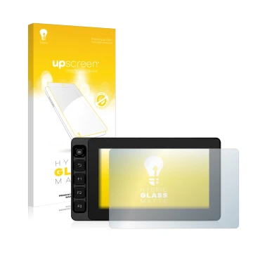 Parte frontal de un envase de producto con el logotipo de la marca upscreen. Al lado se muestra el dispositivo SmallHD Ultra 5