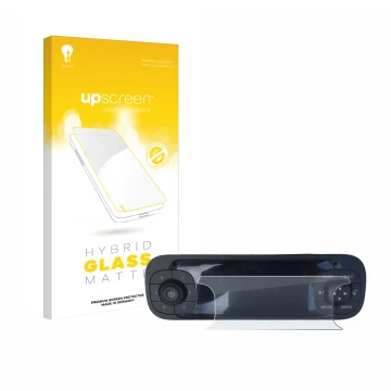 Parte frontal de un envase de producto con el logotipo de la marca upscreen. Al lado se muestra el dispositivo Fiat Panda 2019