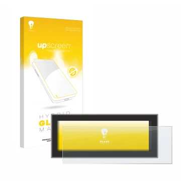 Parte frontal de un envase de producto con el logotipo de la marca upscreen. Al lado se muestra el dispositivo Opel Astra L 20