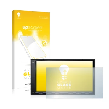 Parte frontal de un envase de producto con el logotipo de la marca upscreen. Al lado se muestra el dispositivo Atoto A6 PF 7 Z