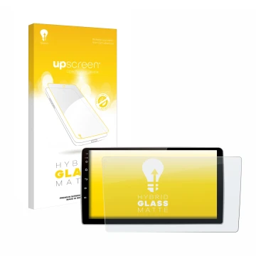 Parte frontal de un envase de producto con el logotipo de la marca upscreen. Al lado se muestra el dispositivo Junsun V1 pro 9