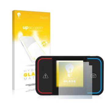 Parte frontal de un envase de producto con el logotipo de la marca upscreen. Al lado se muestra el dispositivo Saphe Drive Pro