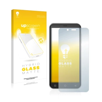 Parte frontal de un envase de producto con el logotipo de la marca upscreen. Al lado se muestra el dispositivo Peaq PSP400 con