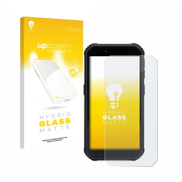 Parte frontal de un envase de producto con el logotipo de la marca upscreen. Al lado se muestra el dispositivo SkyCaddie SX550