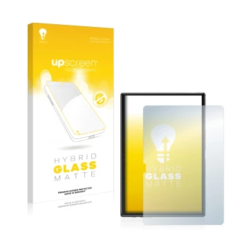Parte frontal de un envase de producto con el logotipo de la marca upscreen. Al lado se muestra el dispositivo Yestel T10 10
