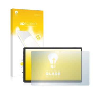 Parte frontal de un envase de producto con el logotipo de la marca upscreen. Al lado se muestra el dispositivo Sebbe Facetel T