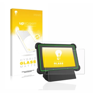 Parte frontal de un envase de producto con el logotipo de la marca upscreen. Al lado se muestra el dispositivo Hella Gutmann M