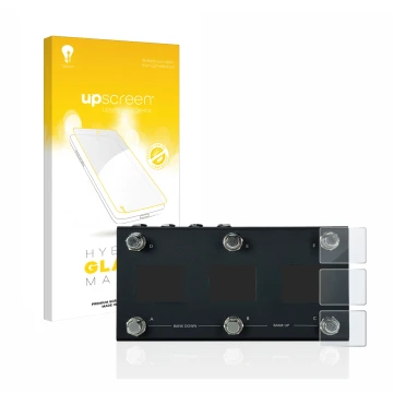 Parte frontal de un envase de producto con el logotipo de la marca upscreen. Al lado se muestra el dispositivo Morningstar MC6