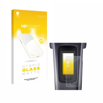Parte frontal de un envase de producto con el logotipo de la marca upscreen. Al lado se muestra el dispositivo TQ HPR50 E-Bike