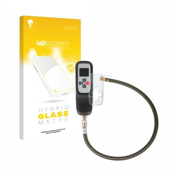 Parte frontal de un envase de producto con el logotipo de la marca upscreen. Al lado se muestra el dispositivo Bartec TAP 100 