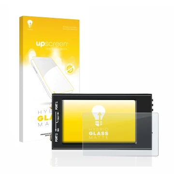 Parte frontal de un envase de producto con el logotipo de la marca upscreen. Al lado se muestra el dispositivo SDRGEEK NanoVNA