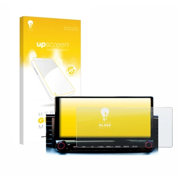 Parte frontal de un envase de producto con el logotipo de la marca upscreen. Al lado se muestra el dispositivo Kia Xceed 2023 
