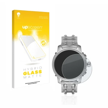 Parte frontal de un envase de producto con el logotipo de la marca upscreen. Al lado se muestra el dispositivo Diesel Griffed 