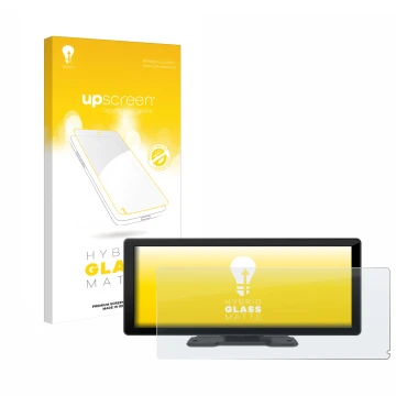 Parte frontal de un envase de producto con el logotipo de la marca upscreen. Al lado se muestra el dispositivo Carpuride W103 