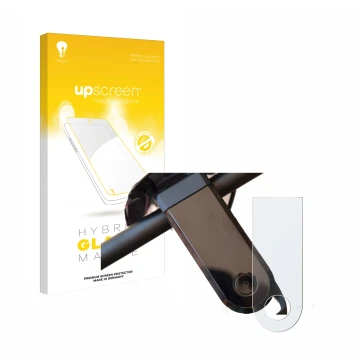 Parte frontal de un envase de producto con el logotipo de la marca upscreen. Al lado se muestra el dispositivo NIU KQi3 Max co