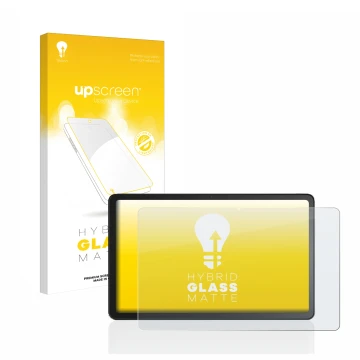 Parte frontal de un envase de producto con el logotipo de la marca upscreen. Al lado se muestra el dispositivo Amazon Fire Max