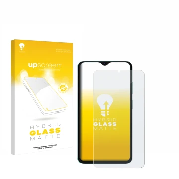 Parte frontal de un envase de producto con el logotipo de la marca upscreen. Al lado se muestra el dispositivo Oscal C70 con s