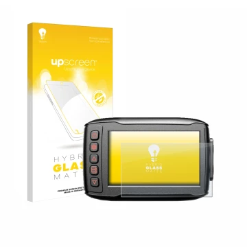 Parte frontal de un envase de producto con el logotipo de la marca upscreen. Al lado se muestra el dispositivo Blueskysea DV99