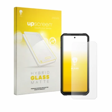 Parte frontal de un envase de producto con el logotipo de la marca upscreen. Al lado se muestra el dispositivo iiiF150 Raptor 