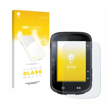 Parte frontal de un envase de producto con el logotipo de la marca upscreen. Al lado se muestra el dispositivo igpsport BSC200