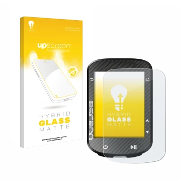 Parte frontal de un envase de producto con el logotipo de la marca upscreen. Al lado se muestra el dispositivo iGPSPORT BSC300