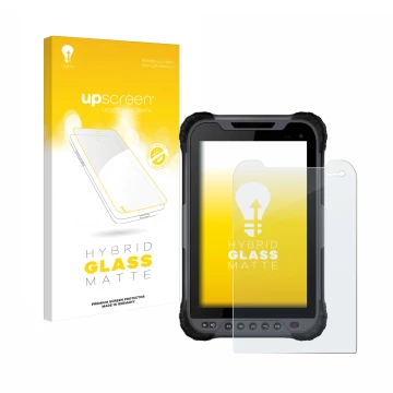 Parte frontal de un envase de producto con el logotipo de la marca upscreen. Al lado se muestra el dispositivo Stonex UT32 Rug