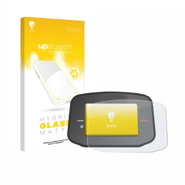 Parte frontal de un envase de producto con el logotipo de la marca upscreen. Al lado se muestra el dispositivo PowaKaddy CT8 G