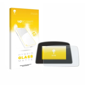 Parte frontal de un envase de producto con el logotipo de la marca upscreen. Al lado se muestra el dispositivo PowaKaddy C2i c