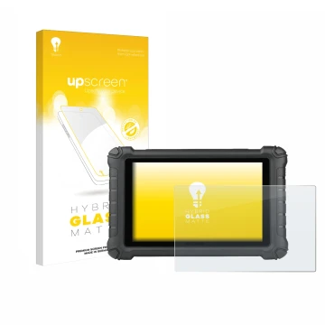 Parte frontal de un envase de producto con el logotipo de la marca upscreen. Al lado se muestra el dispositivo Autel MX900c co