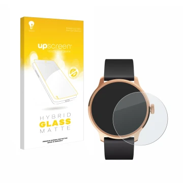 Parte frontal de un envase de producto con el logotipo de la marca upscreen. Al lado se muestra el dispositivo Withings ScanWa