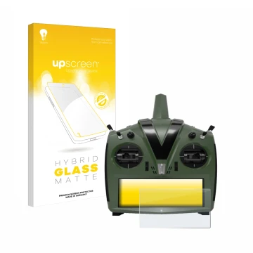 Parte frontal de un envase de producto con el logotipo de la marca upscreen. Al lado se muestra el dispositivo VBar Control Ev