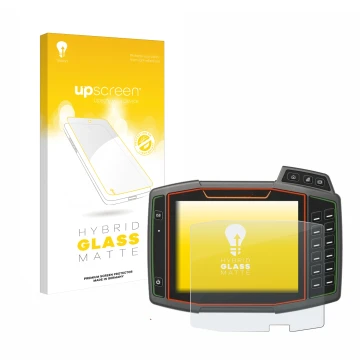 Parte frontal de un envase de producto con el logotipo de la marca upscreen. Al lado se muestra el dispositivo Amazone AmaTron
