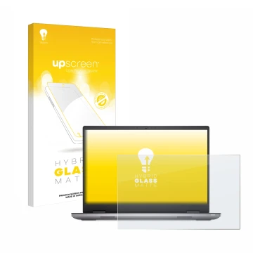 Parte frontal de un envase de producto con el logotipo de la marca upscreen. Al lado se muestra el dispositivo Dell Precision 