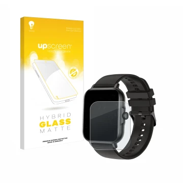 Parte frontal de un envase de producto con el logotipo de la marca upscreen. Al lado se muestra el dispositivo AcclaFit KM13 1