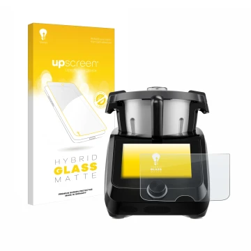 Parte frontal de un envase de producto con el logotipo de la marca upscreen. Al lado se muestra el dispositivo SilverCrest Mon