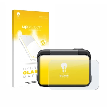 Parte frontal de un envase de producto con el logotipo de la marca upscreen. Al lado se muestra el dispositivo Insta360 Ace Pr