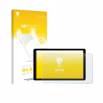 Parte frontal de un envase de producto con el logotipo de la marca upscreen. Al lado se muestra el dispositivo Sebbe S22 10.1