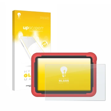 Parte frontal de un envase de producto con el logotipo de la marca upscreen. Al lado se muestra el dispositivo Launch X-431 Pr