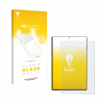 Parte frontal de un envase de producto con el logotipo de la marca upscreen. Al lado se muestra el dispositivo Simplori M107 c