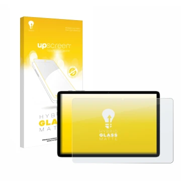 Parte frontal de un envase de producto con el logotipo de la marca upscreen. Al lado se muestra el dispositivo Teclast P30T co