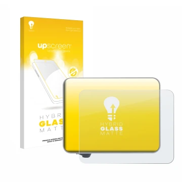 Parte frontal de un envase de producto con el logotipo de la marca upscreen. Al lado se muestra el dispositivo Bambu Lab A1 3D