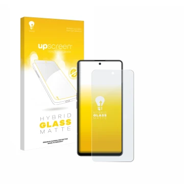 Parte frontal de un envase de producto con el logotipo de la marca upscreen. Al lado se muestra el dispositivo OnePlus Nord CE