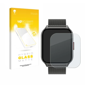 Parte frontal de un envase de producto con el logotipo de la marca upscreen. Al lado se muestra el dispositivo Popglory P95 2