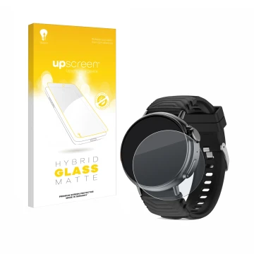 Parte frontal de un envase de producto con el logotipo de la marca upscreen. Al lado se muestra el dispositivo AMZSA GT88 con 