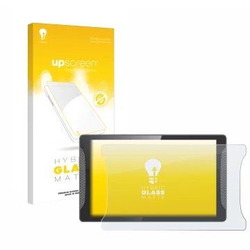 Parte frontal de un envase de producto con el logotipo de la marca upscreen. Al lado se muestra el dispositivo Logicom Multime