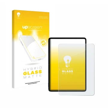 Parte frontal de un envase de producto con el logotipo de la marca upscreen. Al lado se muestra el dispositivo Xiaomi Pad 6S P